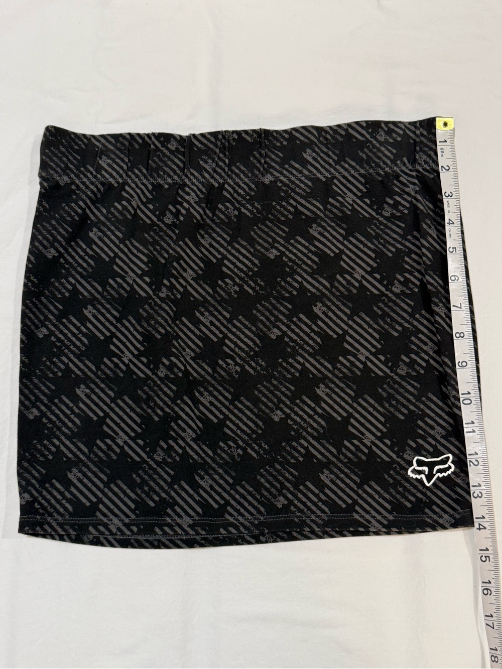 Fox Black Patterned Mini Skirt with Logo